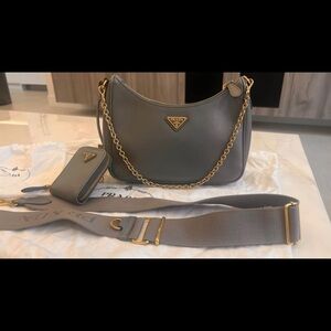 Authentic Prada Re-edition 2005 Saffiano Leather Bag - Gray